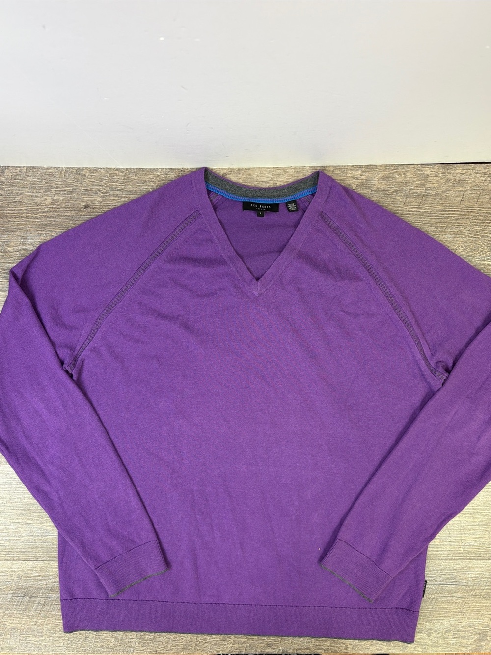 Ted Baker London Men’s V-Neck Sweater Purple Size 7 / XXXL